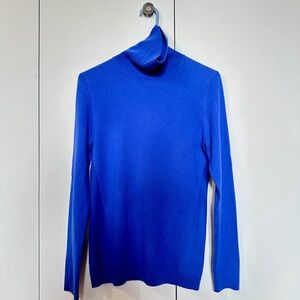 KINROSS Luxury 100% Cashmere Royal Blue Turtleneck Knit Sweater, Small $380